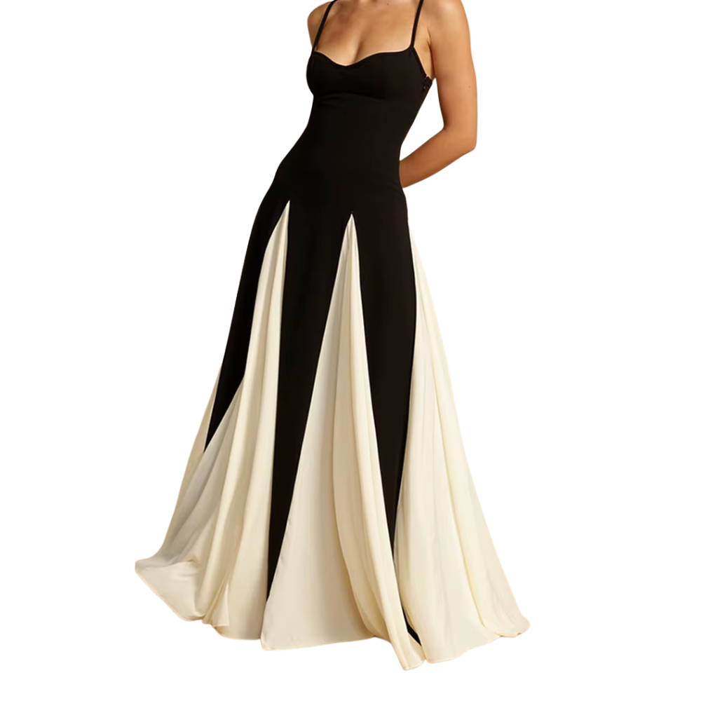 Women Elegant Pleated Backless Sleeveless Formal Maxi Dress