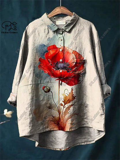Women 3D Floral Open Tube Shirt Strapless Summer Top Printed