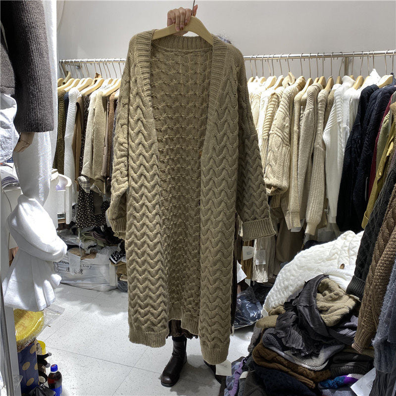 Retro Loose Knit Cardigan in Lazy Style (Large Size)