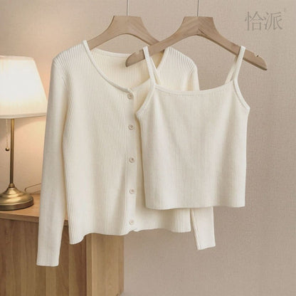 Women's Fashion Set: Tank Top & Knit Cardigan (2 Pieces)