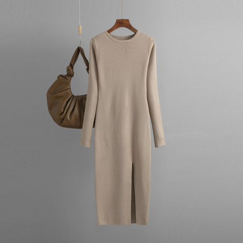 Long Sleeve Knitted Backless Sweater Dress for Women