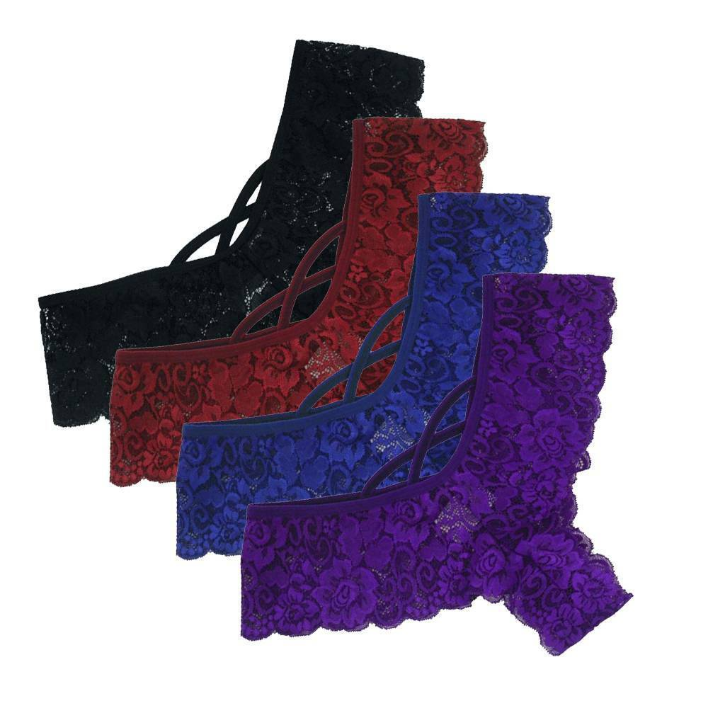 Women Lace Seamless Thong Underwear 4 Pack Stretch Brief Set