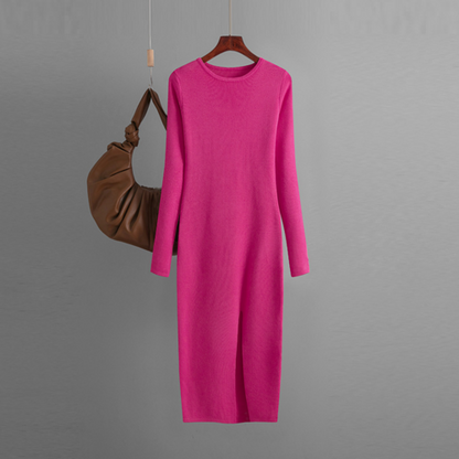 Long Sleeve Knitted Backless Sweater Dress for Women
