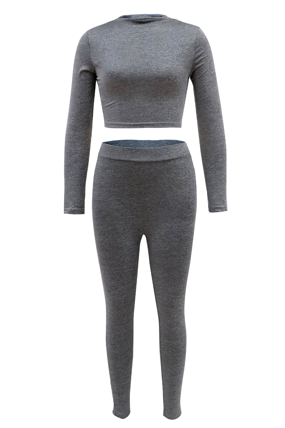 Autumn Long Sleeve Crop Top and High-Waisted Set for Women