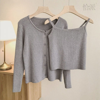 Women's Fashion Set: Tank Top & Knit Cardigan (2 Pieces)