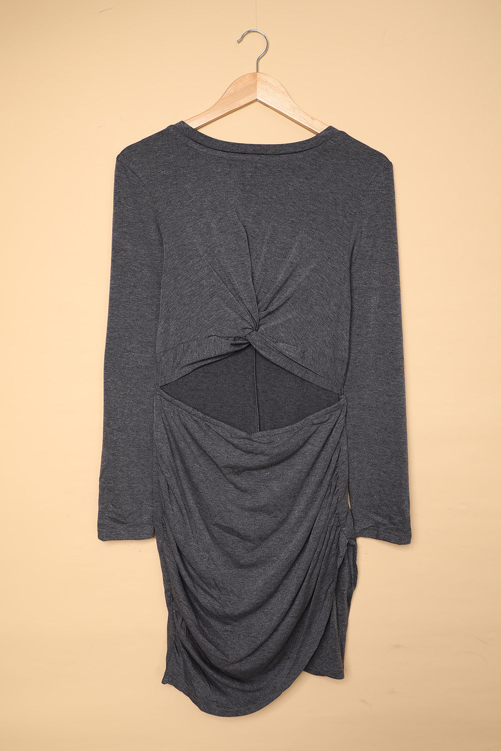 Gray Twist Cut-Out Ruched Bodycon Mini Dress for Women