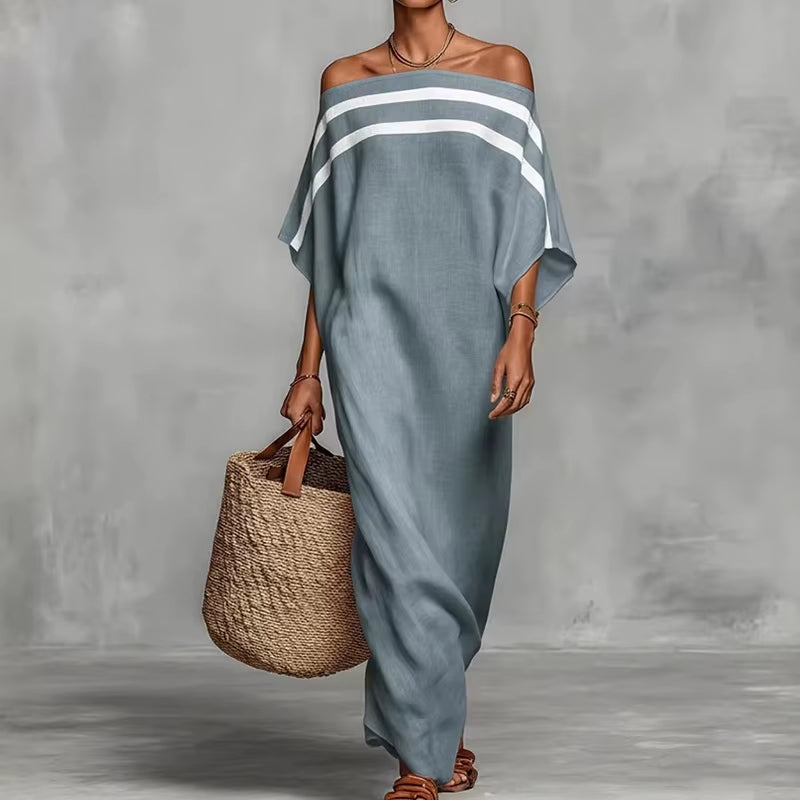 Women Beach Style Long Sleeve Boho Floral Print Maxi Dress