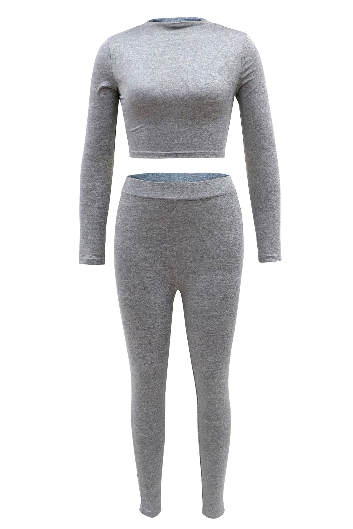 Autumn Long Sleeve Crop Top and High-Waisted Set for Women