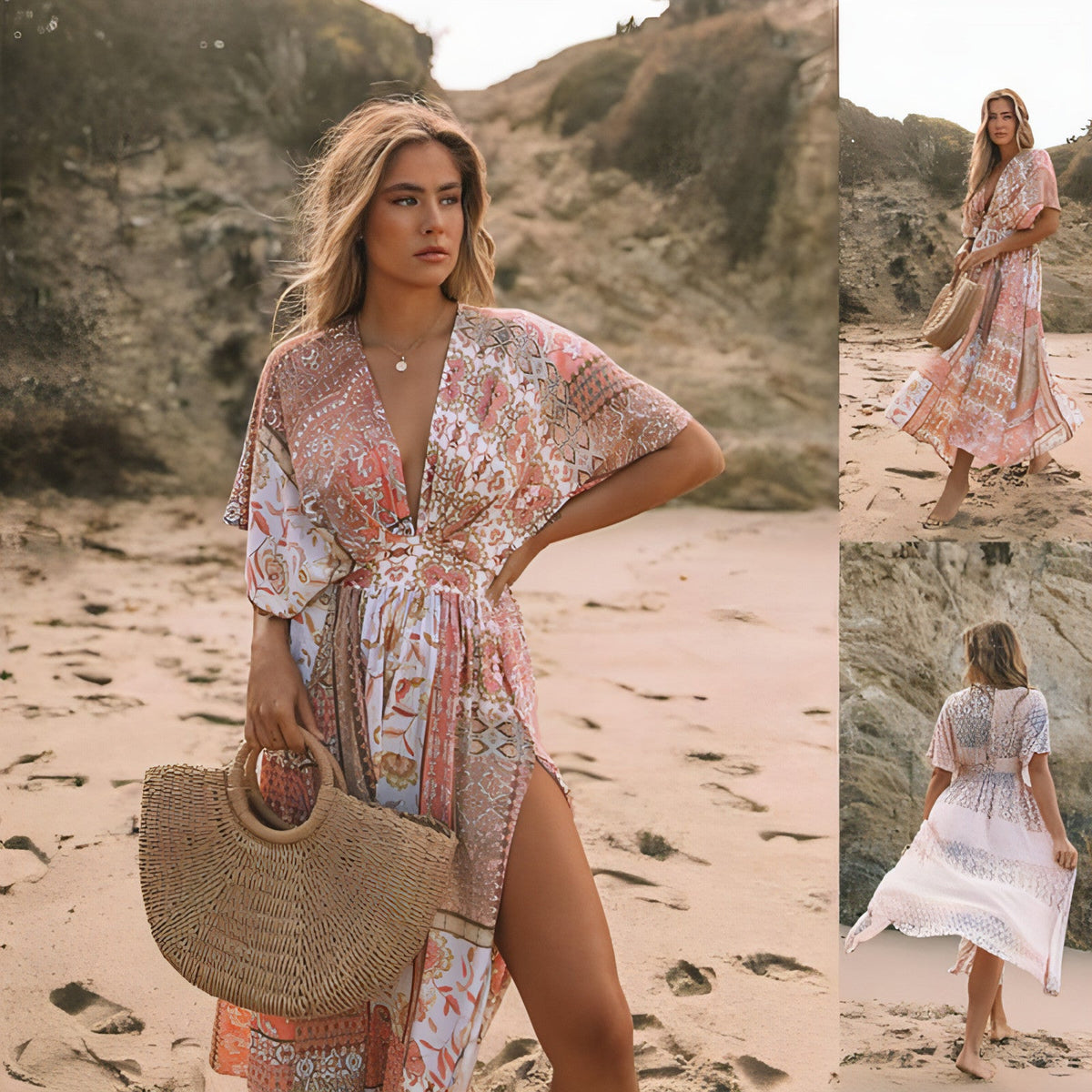Floral Print A-Line Dress Women Spring Casual Elegant Wear