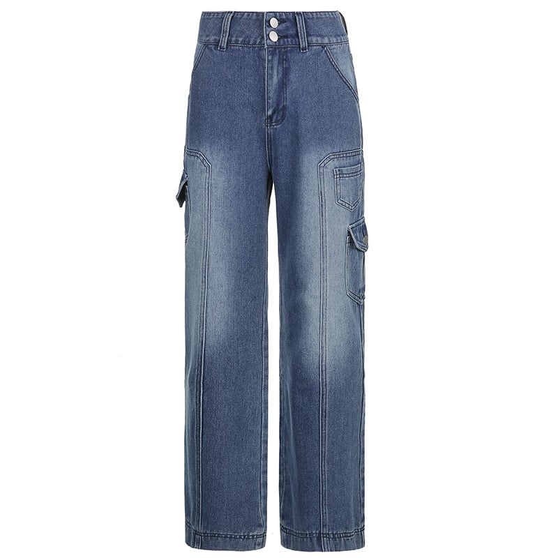 High Rise Loose Pocket Wide Leg Fashion Pants