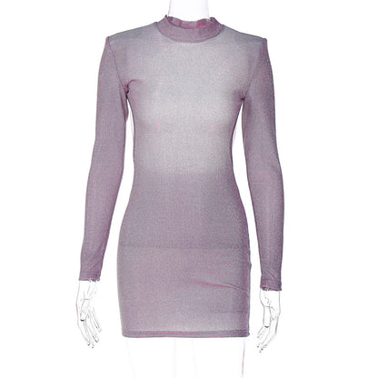 Round Neck Long Sleeve Hip Dress