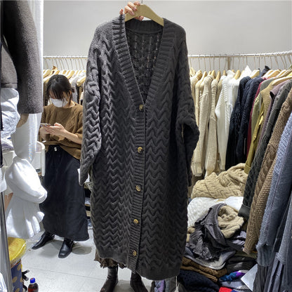 Retro Loose Knit Cardigan in Lazy Style (Large Size)