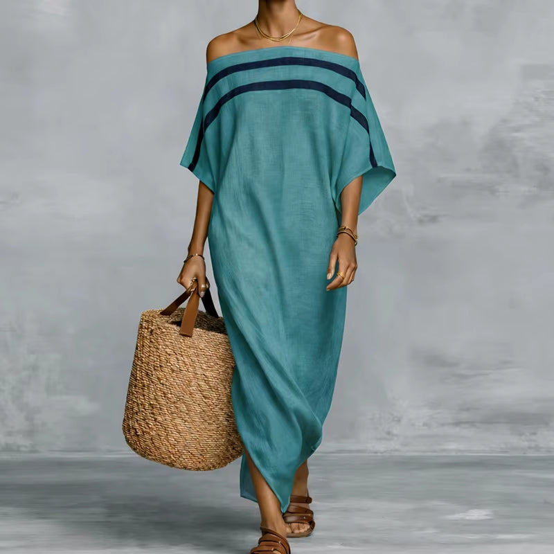 Women Beach Style Long Sleeve Boho Floral Print Maxi Dress