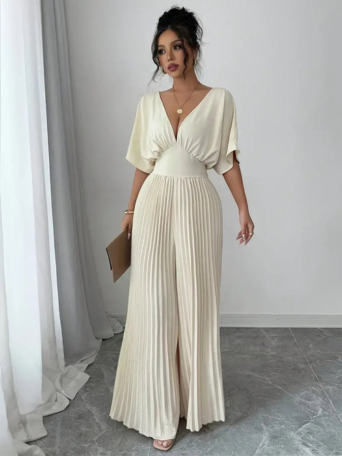 Pleated Wrap Style Maxi Dress for Women Elegant Evening Wear