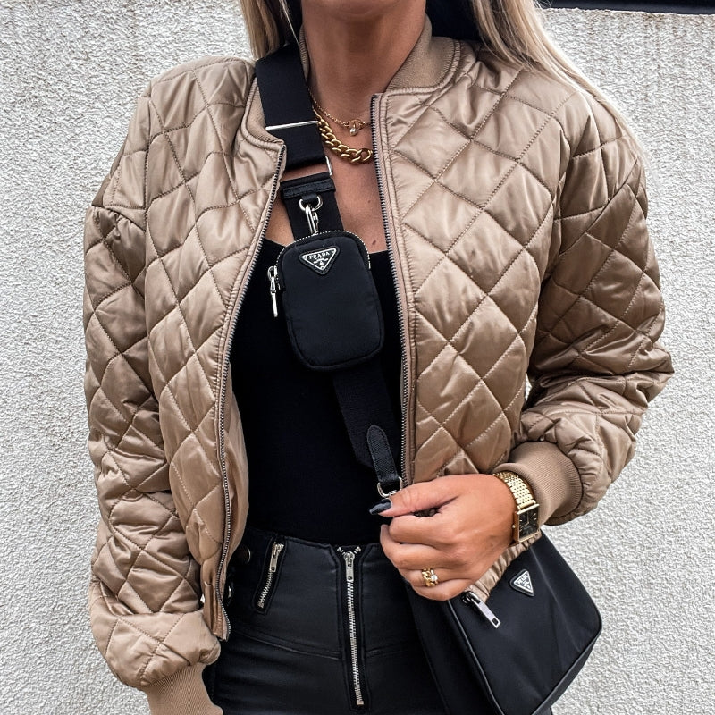 Women's Long-Sleeved Solid Color Padded Jacket