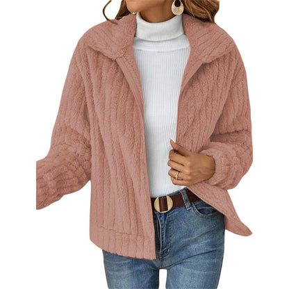 Oversized Fleece Sherpa Jacket with Pockets and Zip Up