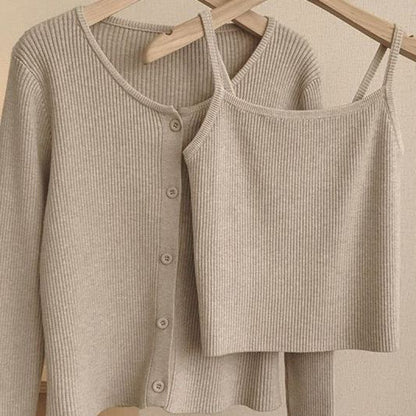 Women's Fashion Set: Tank Top & Knit Cardigan (2 Pieces)