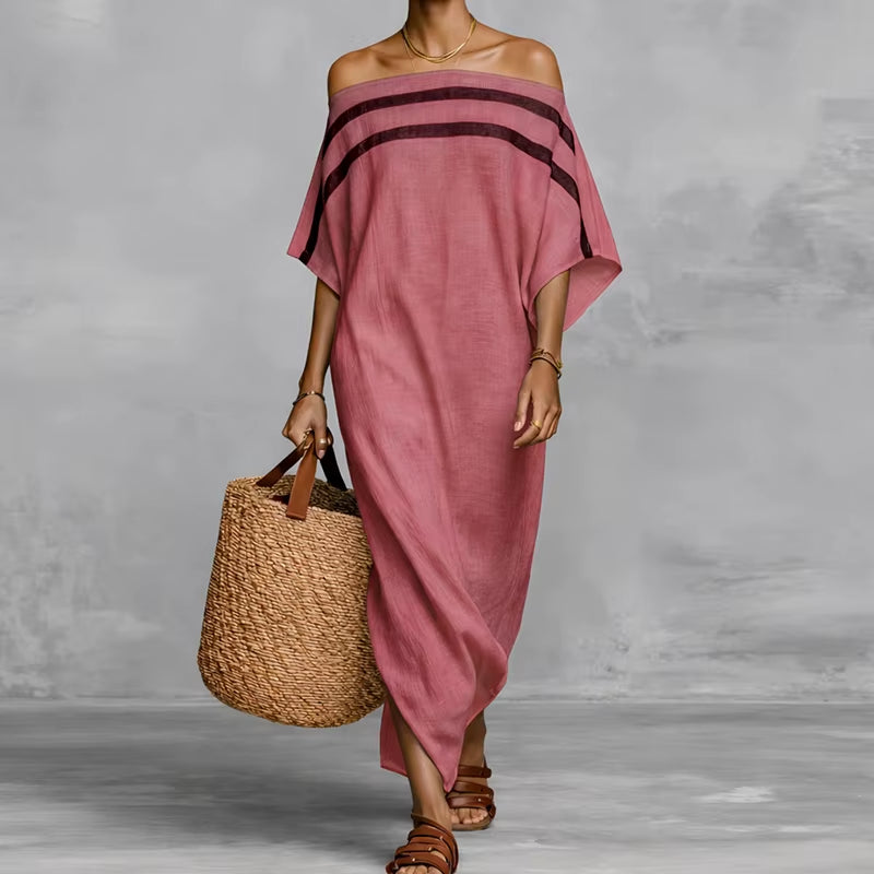 Women Beach Style Long Sleeve Boho Floral Print Maxi Dress