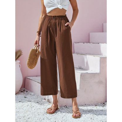Cotton Linen Cropped Casual Pants Relaxed Fit For Women Wear