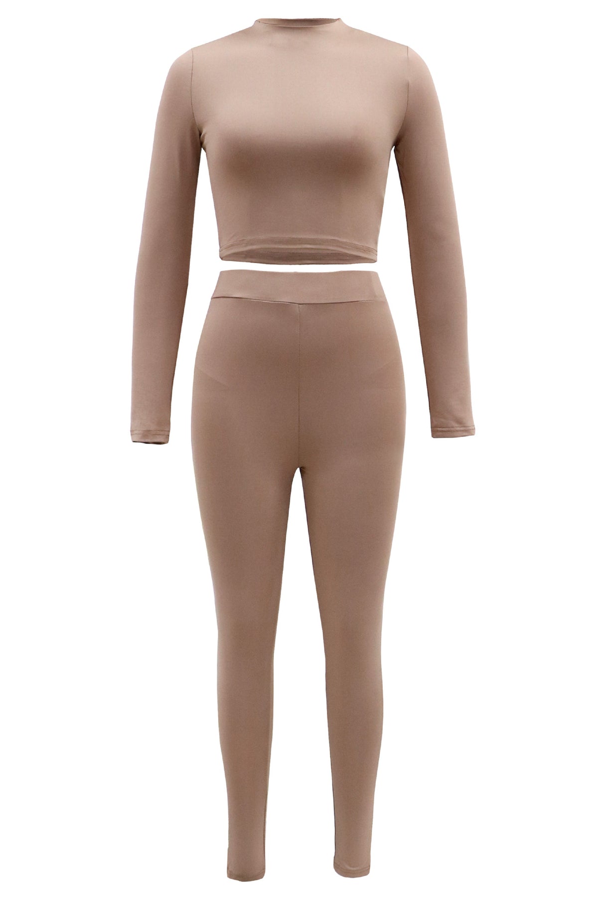 Autumn Long Sleeve Crop Top and High-Waisted Set for Women