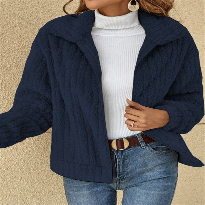 Oversized Fleece Sherpa Jacket with Pockets and Zip Up