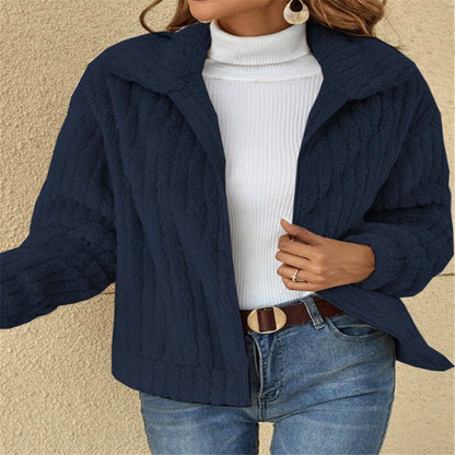Oversized Fleece Sherpa Jacket with Pockets and Zip Up