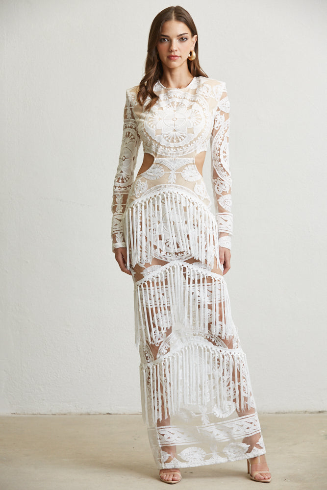 Harper Embroidered Fringe Cocktail Dress for Women