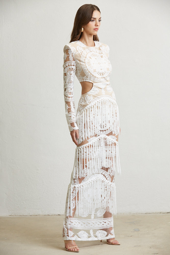 Harper Embroidered Fringe Cocktail Dress for Women