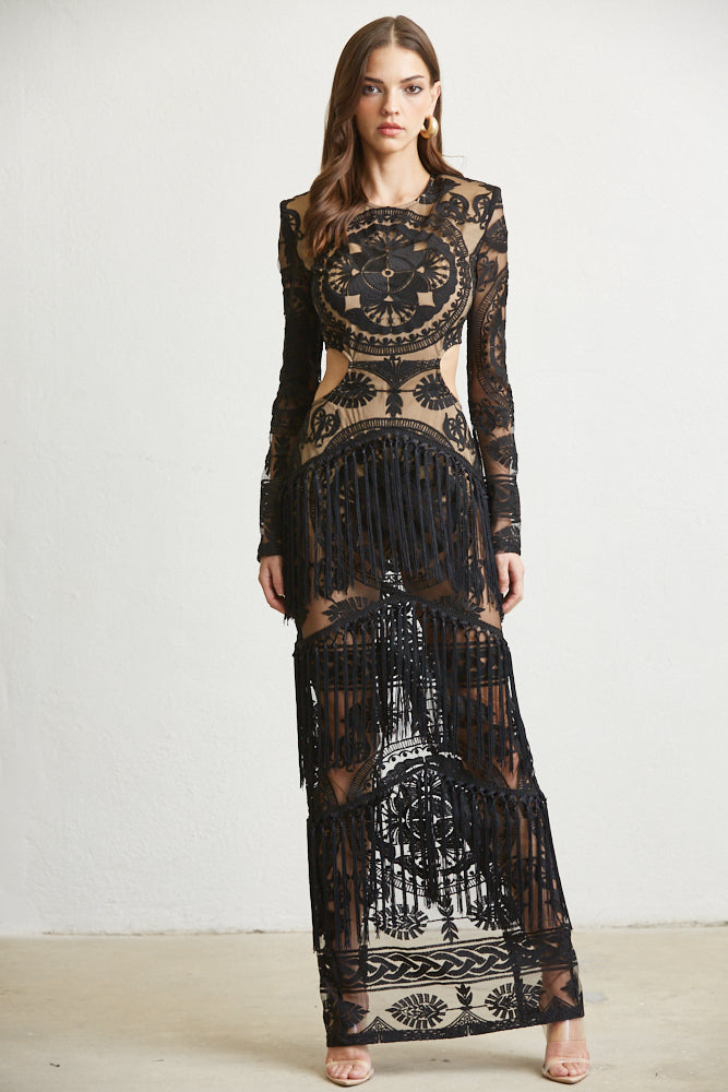 Harper Embroidered Fringe Cocktail Dress for Women
