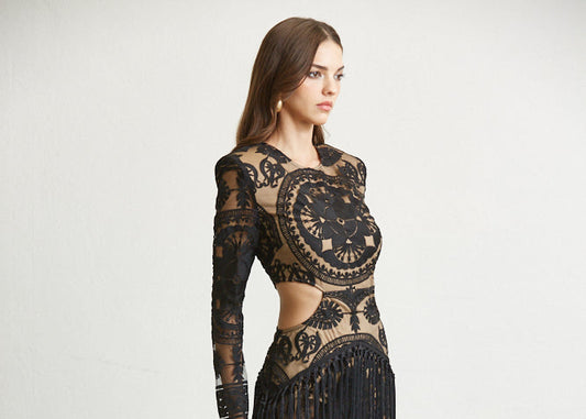 Harper Embroidered Fringe Cocktail Dress for Women