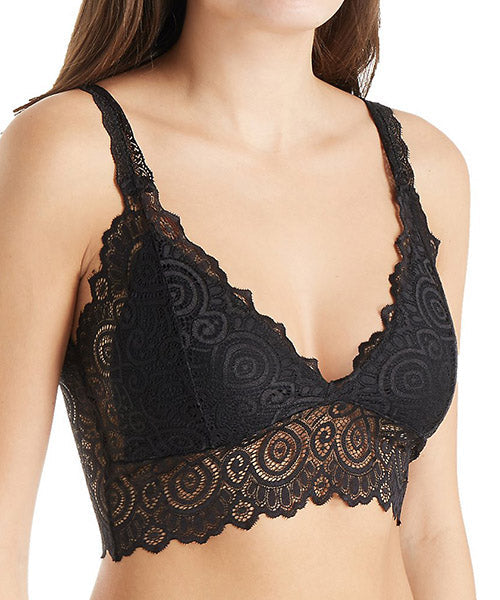 Women Floral Lace V Neck Wireless Bralette Sheer Crop Bra