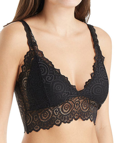 Women Floral Lace V Neck Wireless Bralette Sheer Crop Bra