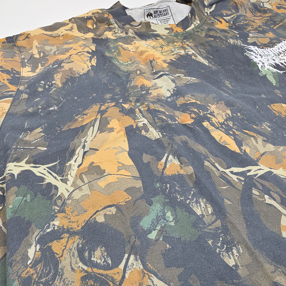 Men Graphic Camo Print Cotton Oversized T Shirt Black