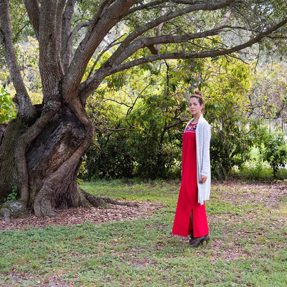Handmade Floral Embroidered Mexican Maxi Dress Women