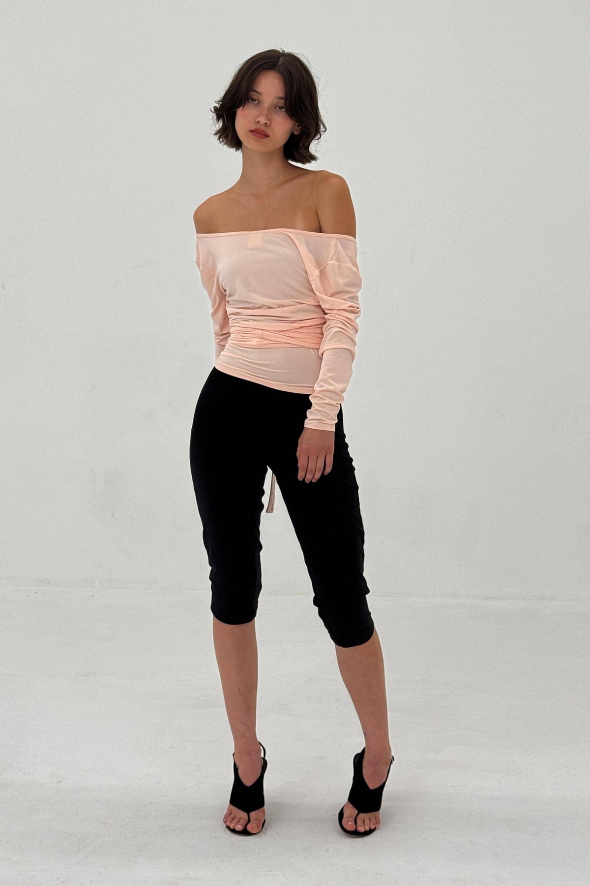 Ballerina Wrap Top Powder Pink Womens Bamboo Jersey Layering