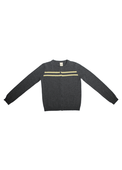 Women Cashmere Wool Stripe Cardigan Charcoal Butter Knit