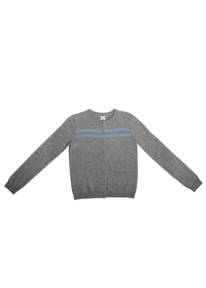 Cashmere Wool Stripe Cardigan Heather Grey Womens Knit Style