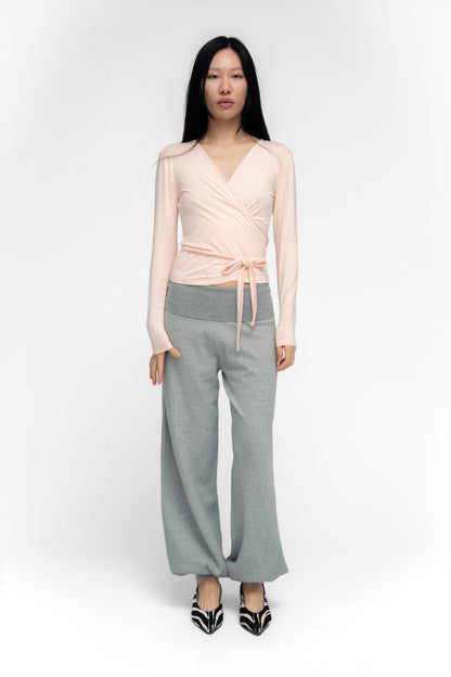 Ballerina Wrap Top Powder Pink Womens Bamboo Jersey Layering