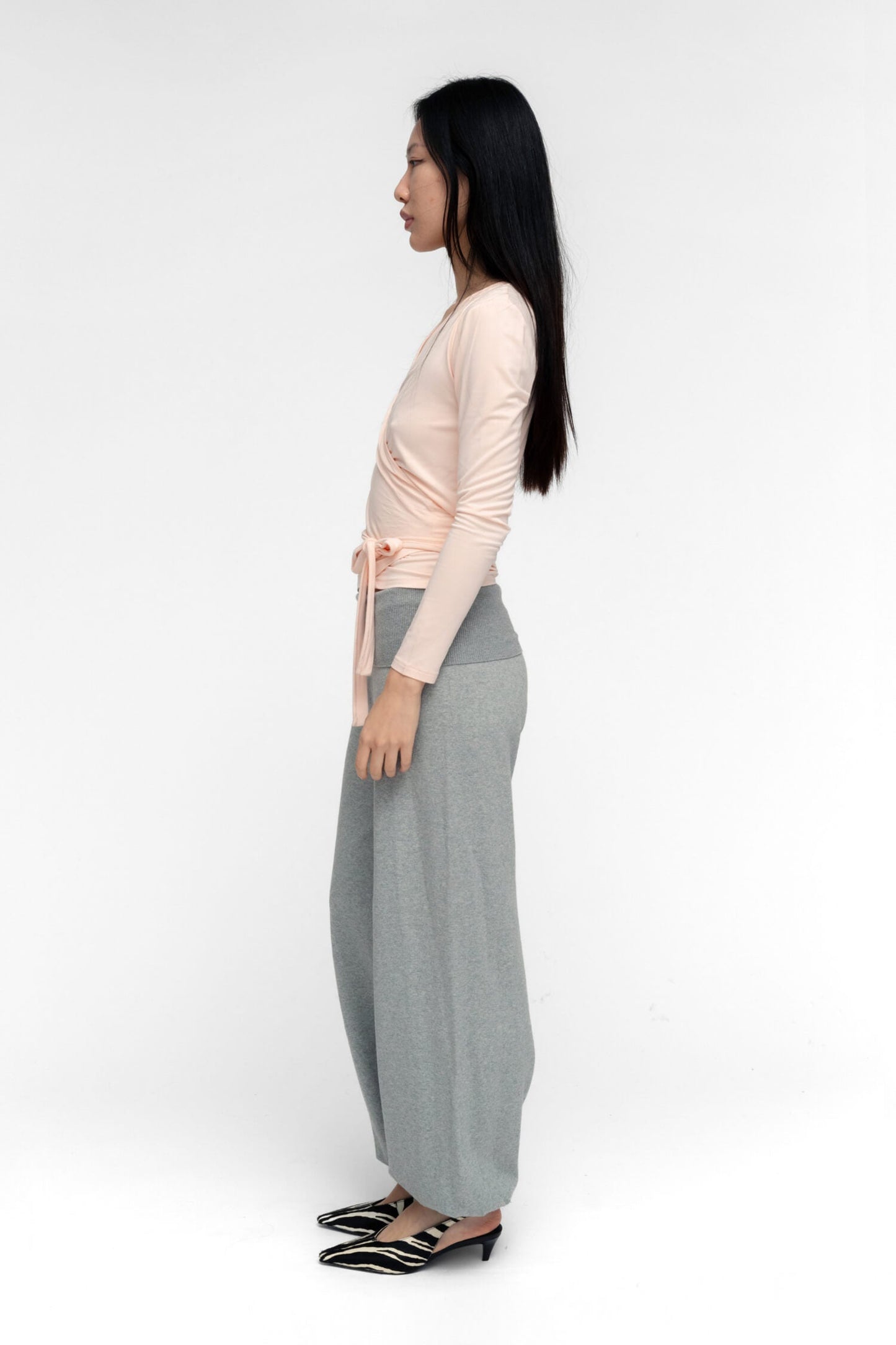 Ballerina Wrap Top Powder Pink Womens Bamboo Jersey Layering