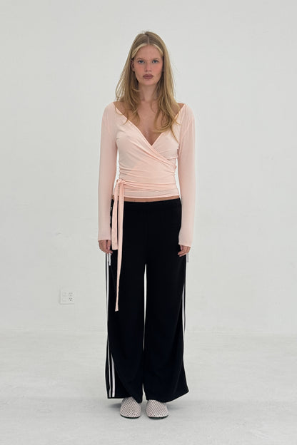 Ballerina Wrap Top Powder Pink Womens Bamboo Jersey Layering