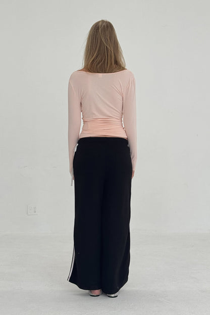 Ballerina Wrap Top Powder Pink Womens Bamboo Jersey Layering