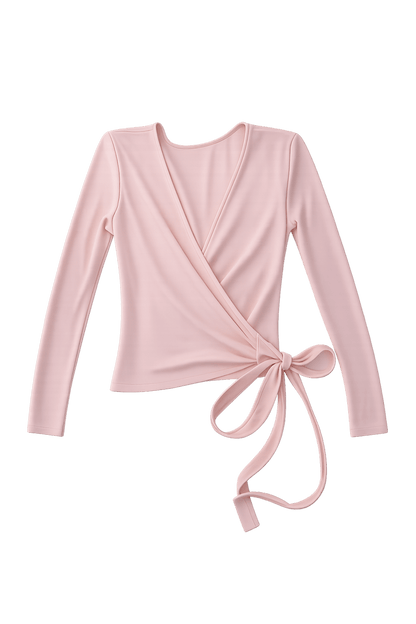 Ballerina Wrap Top Powder Pink Womens Bamboo Jersey Layering