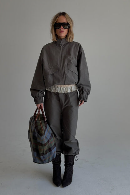 Sable Pants Charcoal Womens Anorak Wide Leg Casual Trousers