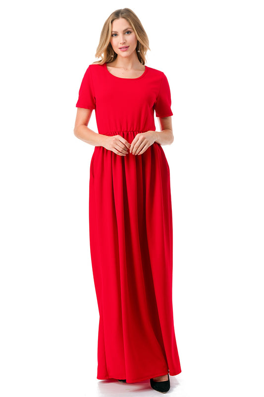 Women's Short Sleeve Maxi Dress with Pockets Casual Chic