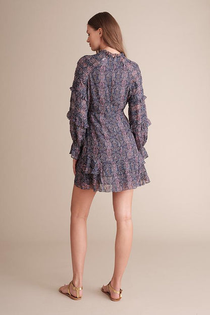 Kenzie Wrap Front Mini Dress for Women with Ruffle Sleeves