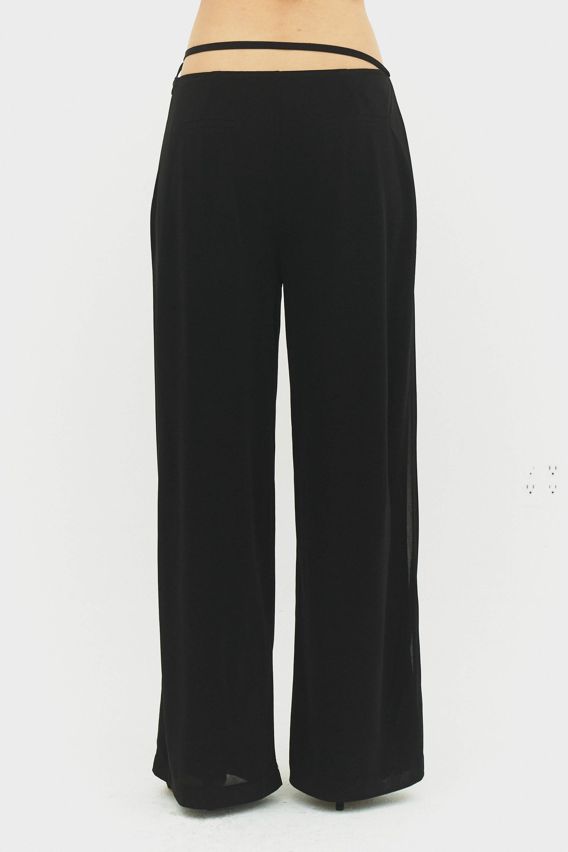 Emilia Wide Leg Pants Black Adjustable Side Tie Womens Style