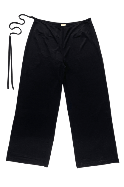 Emilia Wide Leg Pants Black Adjustable Side Tie Womens Style