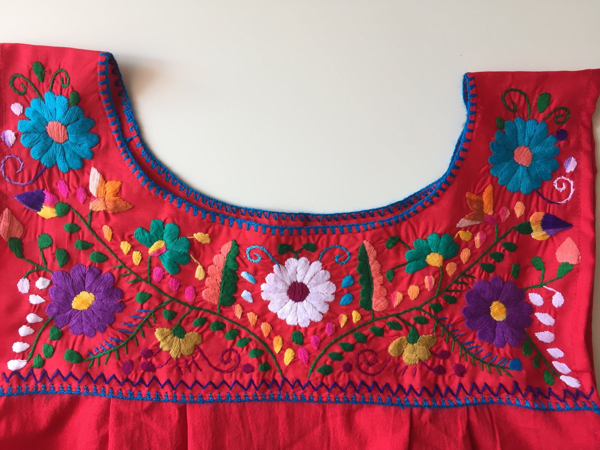 Handmade Floral Embroidered Mexican Maxi Dress Women
