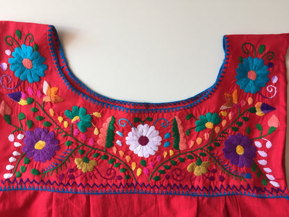 Handmade Floral Embroidered Mexican Maxi Dress Women
