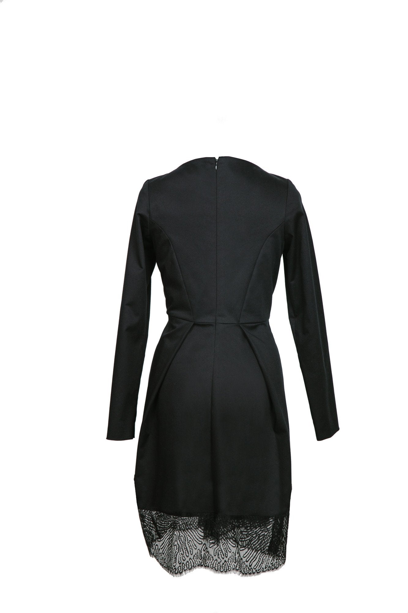 Black Boat Neck Tulip Midi Dress Women Elegant Office Wear